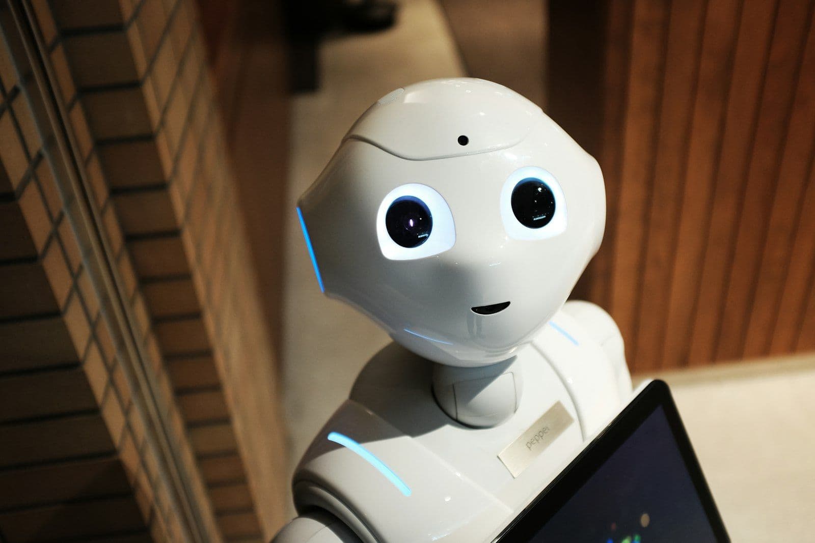 Humanoid robot in a futuristic setting